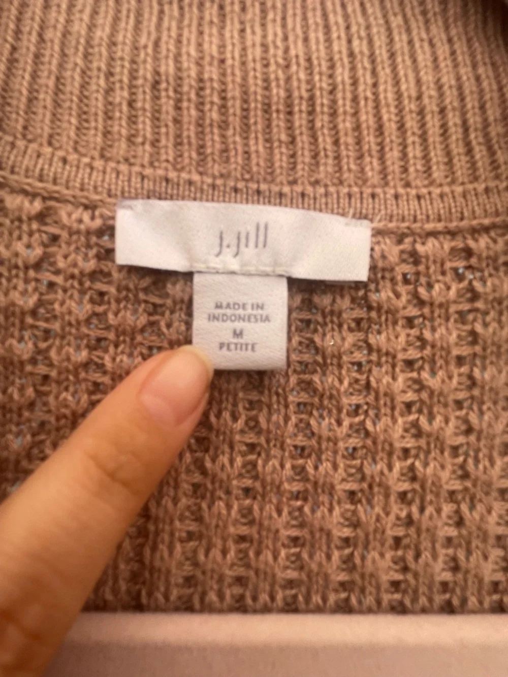 J. Jill Brown Fringe-Trim Waffle Knit Sleeveless Open Front Cotton Cardigan Sz M - Picture 10 of 11